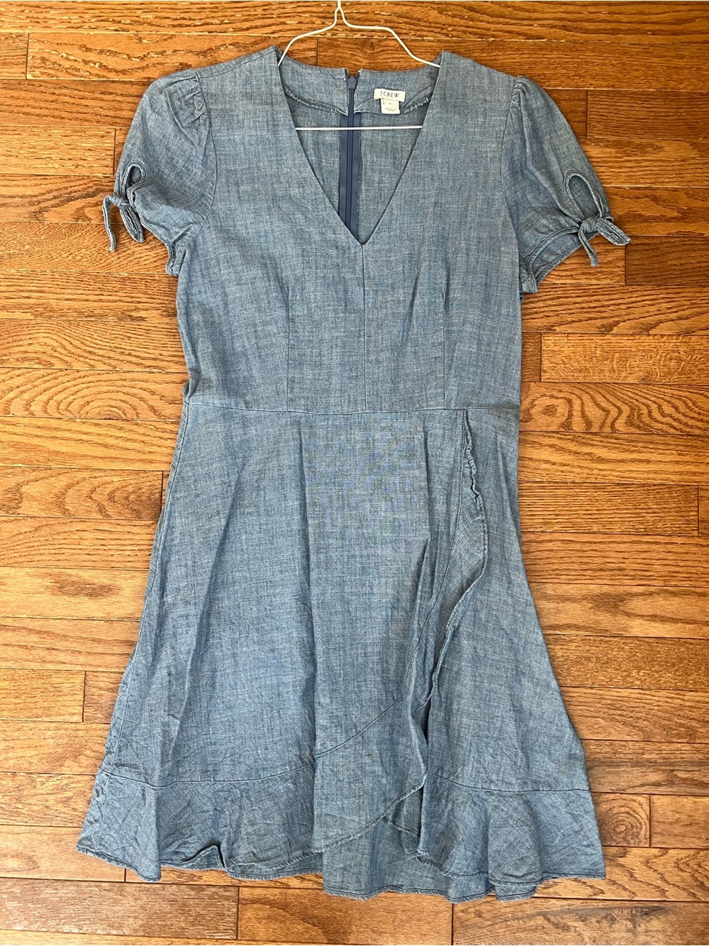 J. Crew Chambray V-Neck Midi Dress in Light Blue